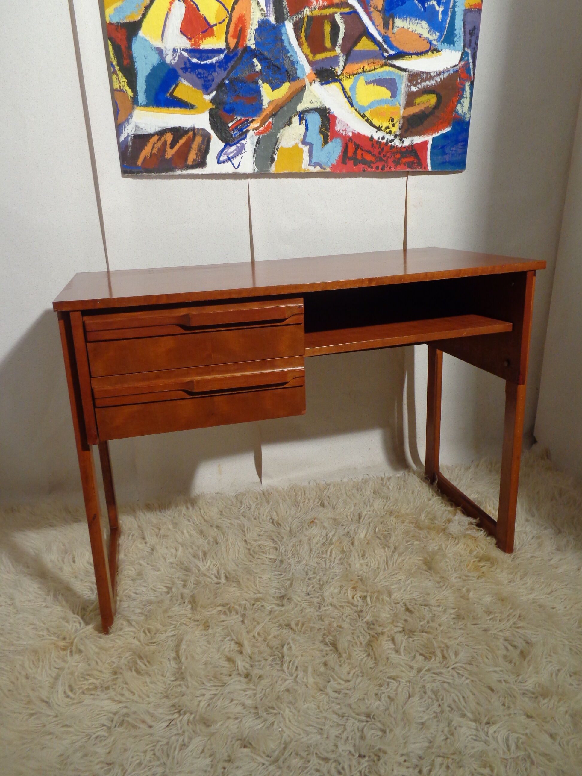 Bureau vintage des années 50 pied traineau teck