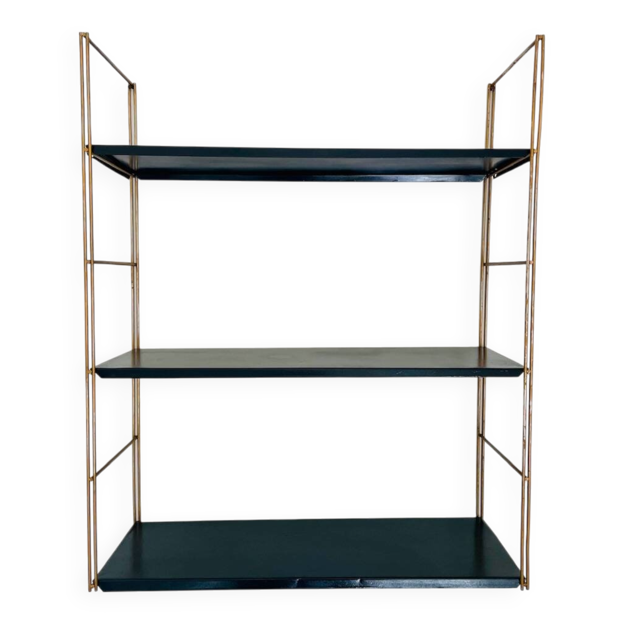 Modular vintage wall shelf, metal and brass circa 1960s
