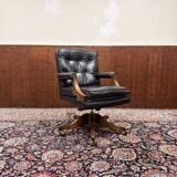 Classic English Black Chesterfield Desk Chair