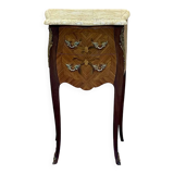 Louis XV style bedside table in rosewood, oak and marble top - made in the 70s