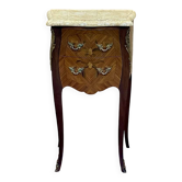 Louis XV style bedside table in rosewood, oak and marble top - made in the 70s