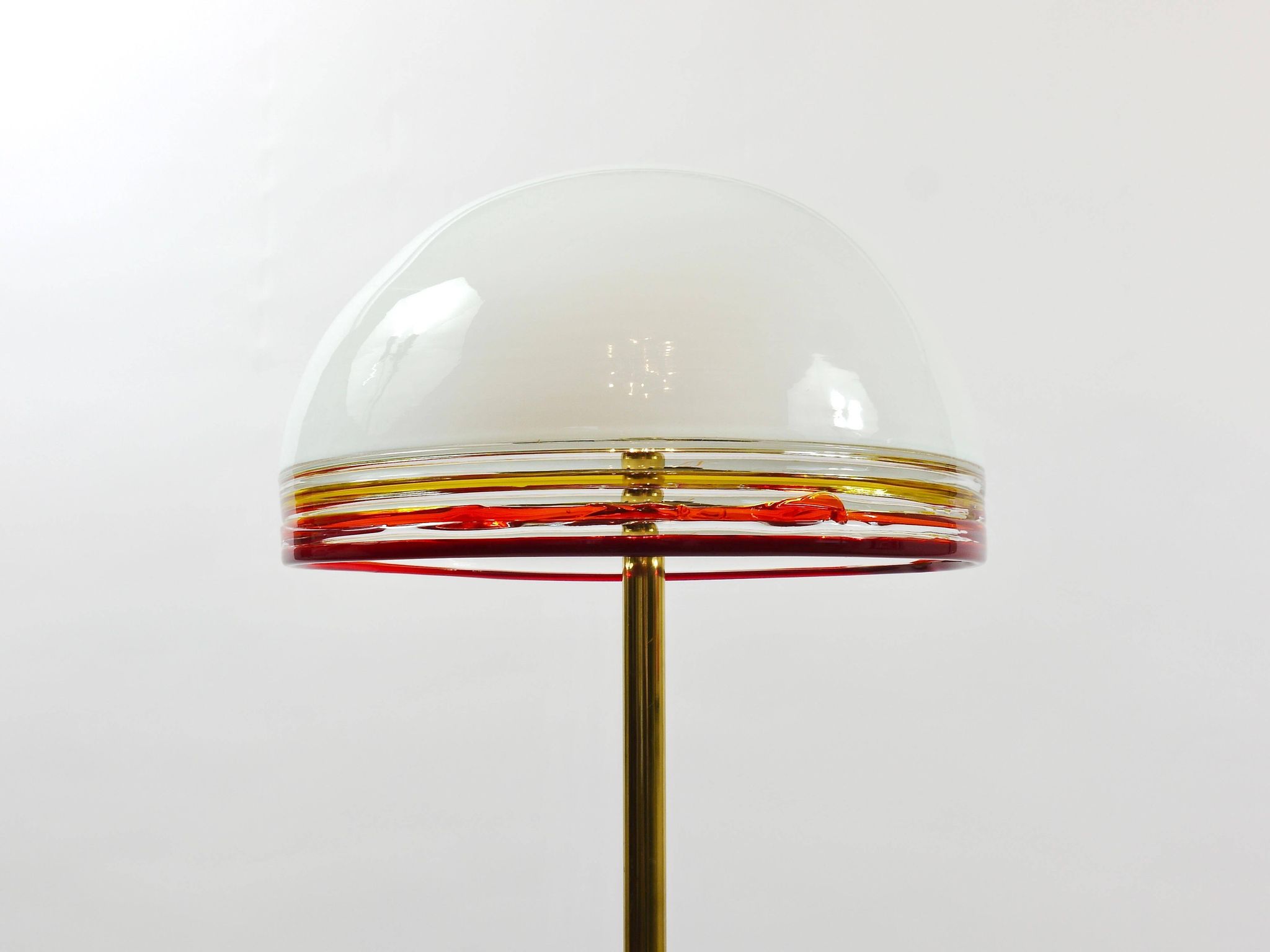 Roberto Pamio Febo floor lamp in marble, brass, and Murano glass by Leucos Italy.
