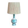White ceramic lamp, raffia lampshade, 60s