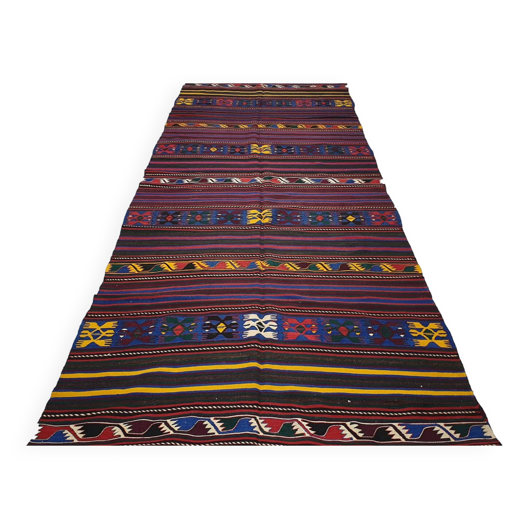 Turkish kilim rug, 407x141 cm, MYK-871