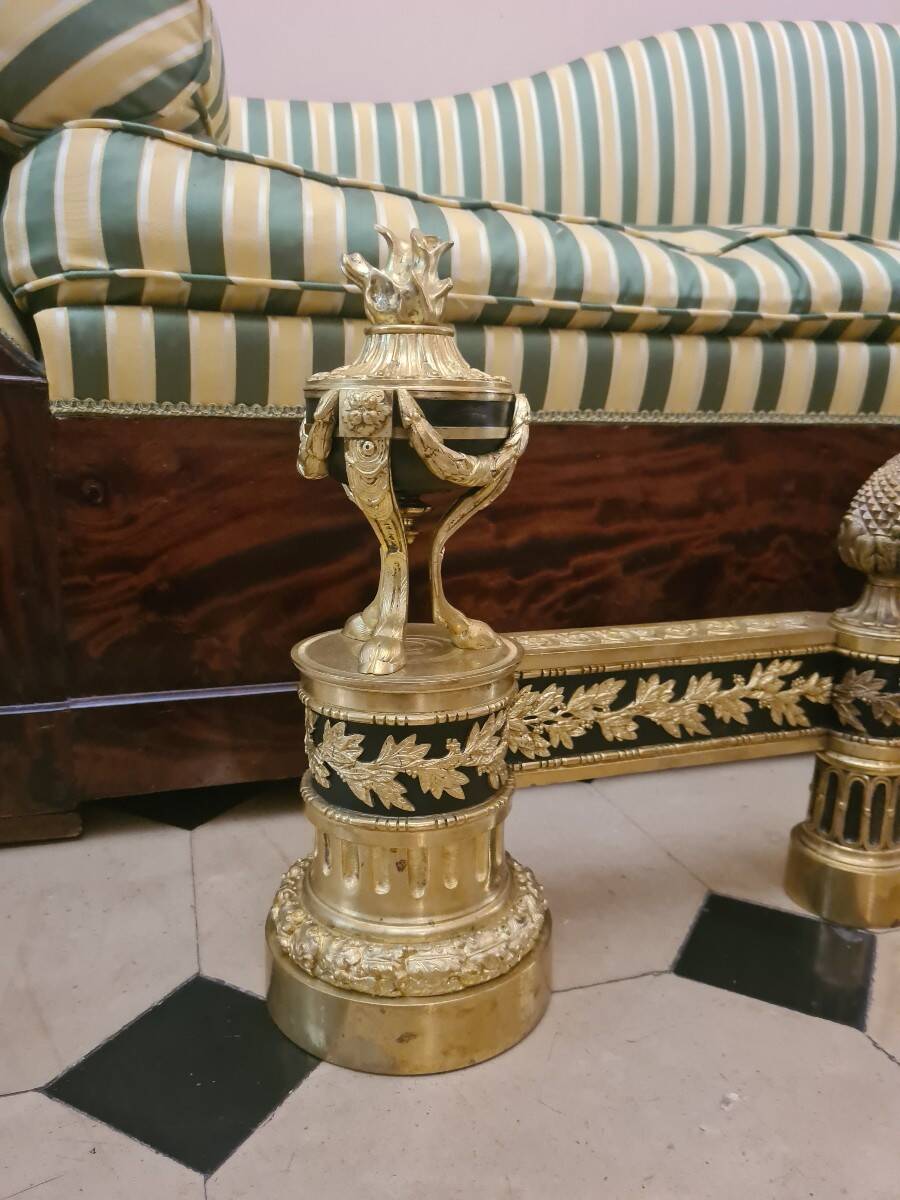 PAIR OF GILT BRONZE ANDIRONS SECOND HALF OF THE 19TH CENTURY