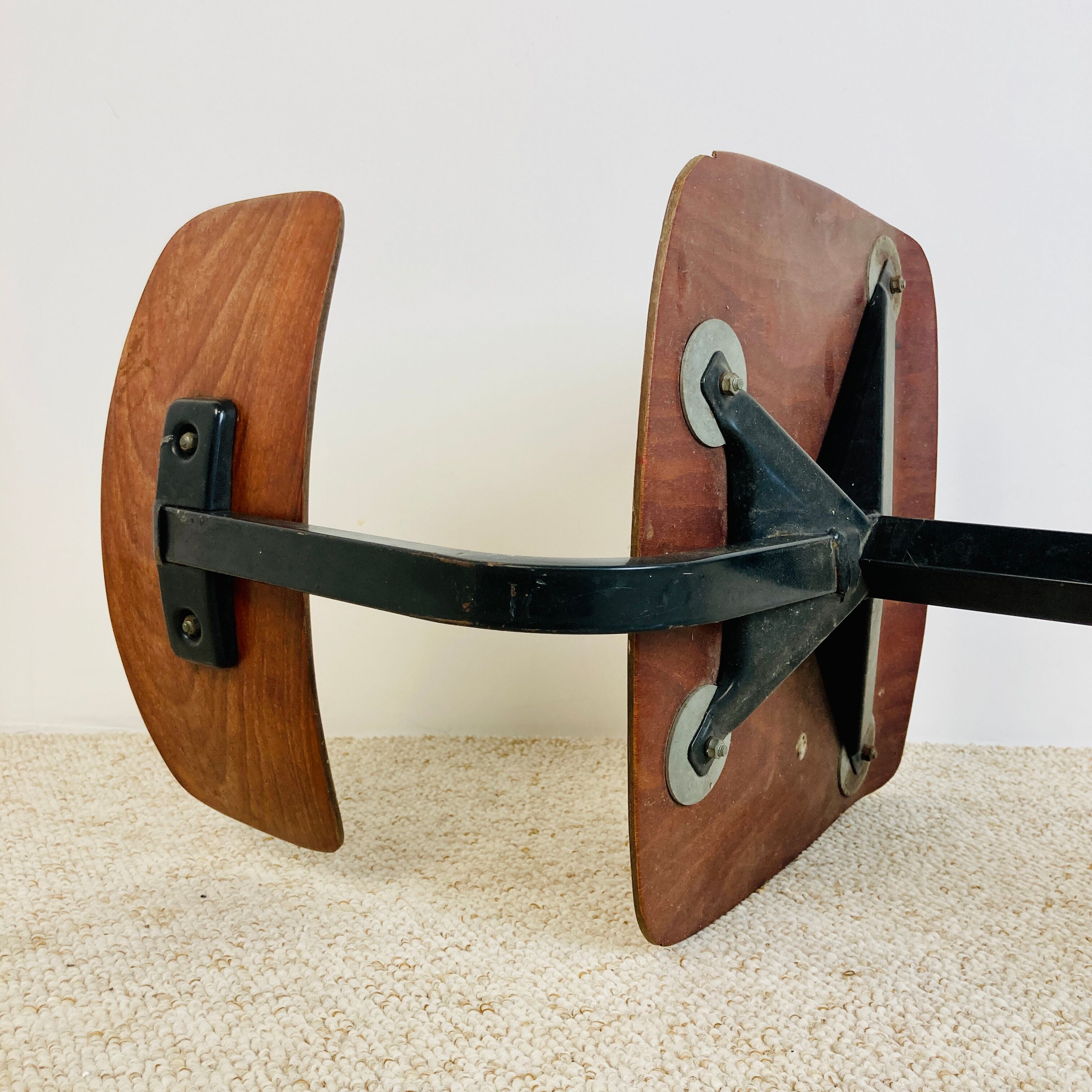 Office children's chair, wooden and metal, 70s