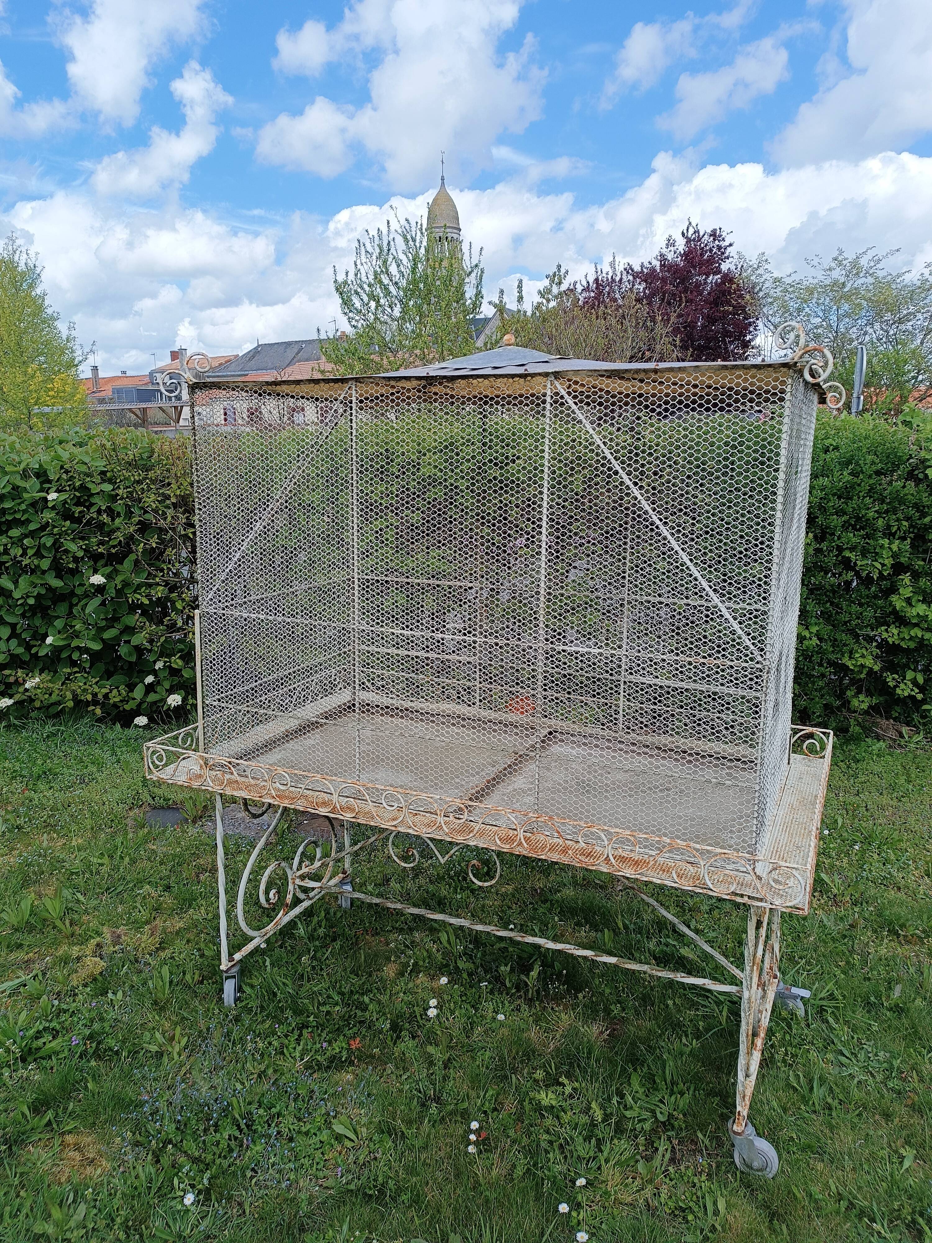 Volière cage à oiseaux fer forgé 20 ème