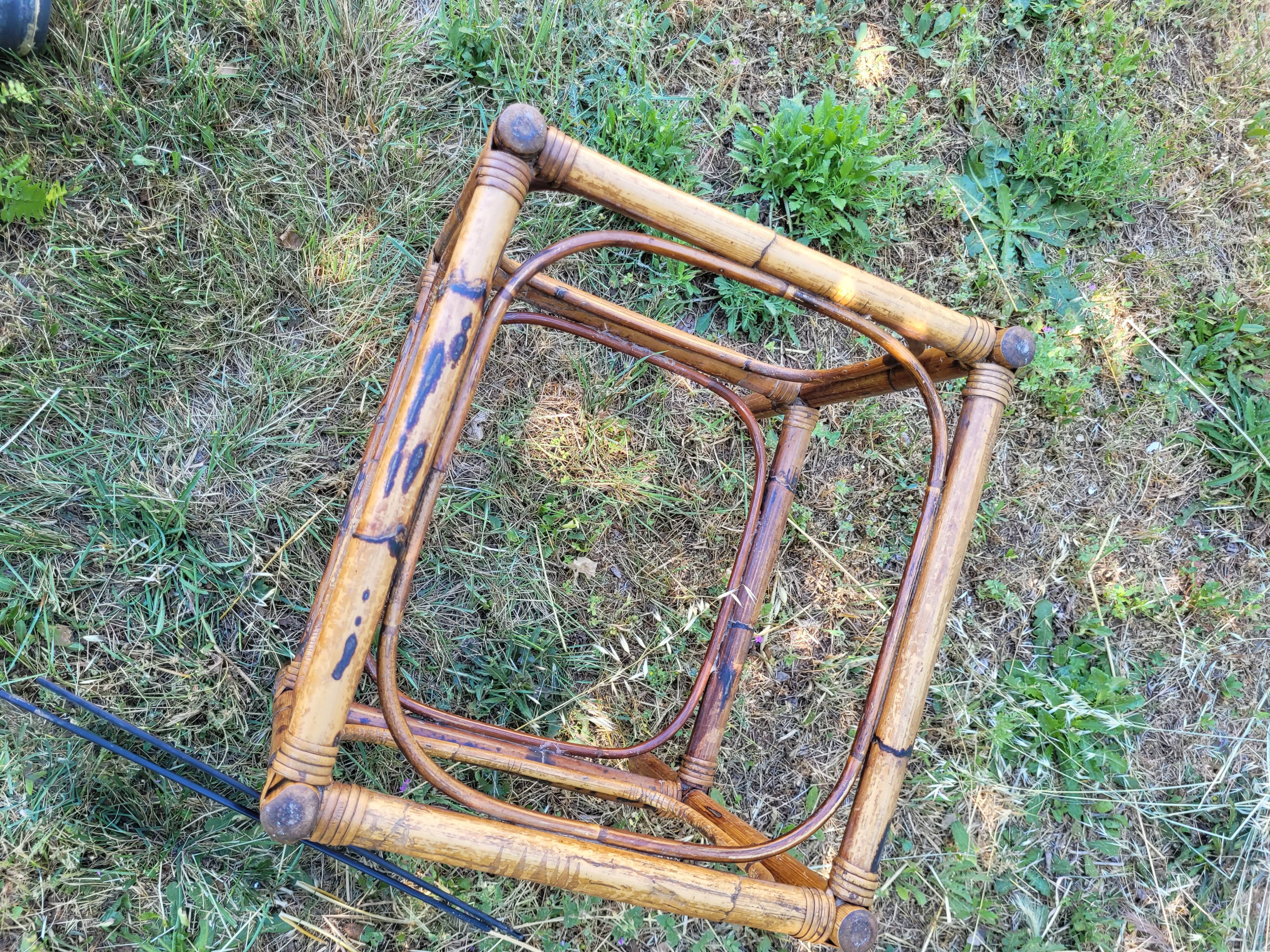 Rattan coffee table and smoked glass