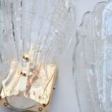 Set of 5 Vintage Italian Murano Glass Wall Lamps, Gold Plated, 1970s