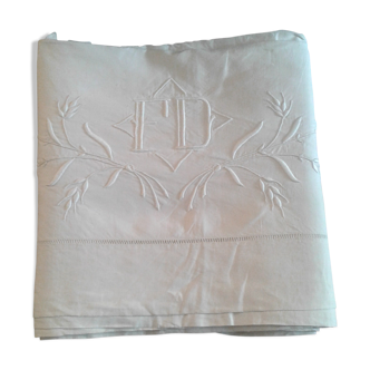 Drap Lin, monogram F D.  Wheat ear embroidery