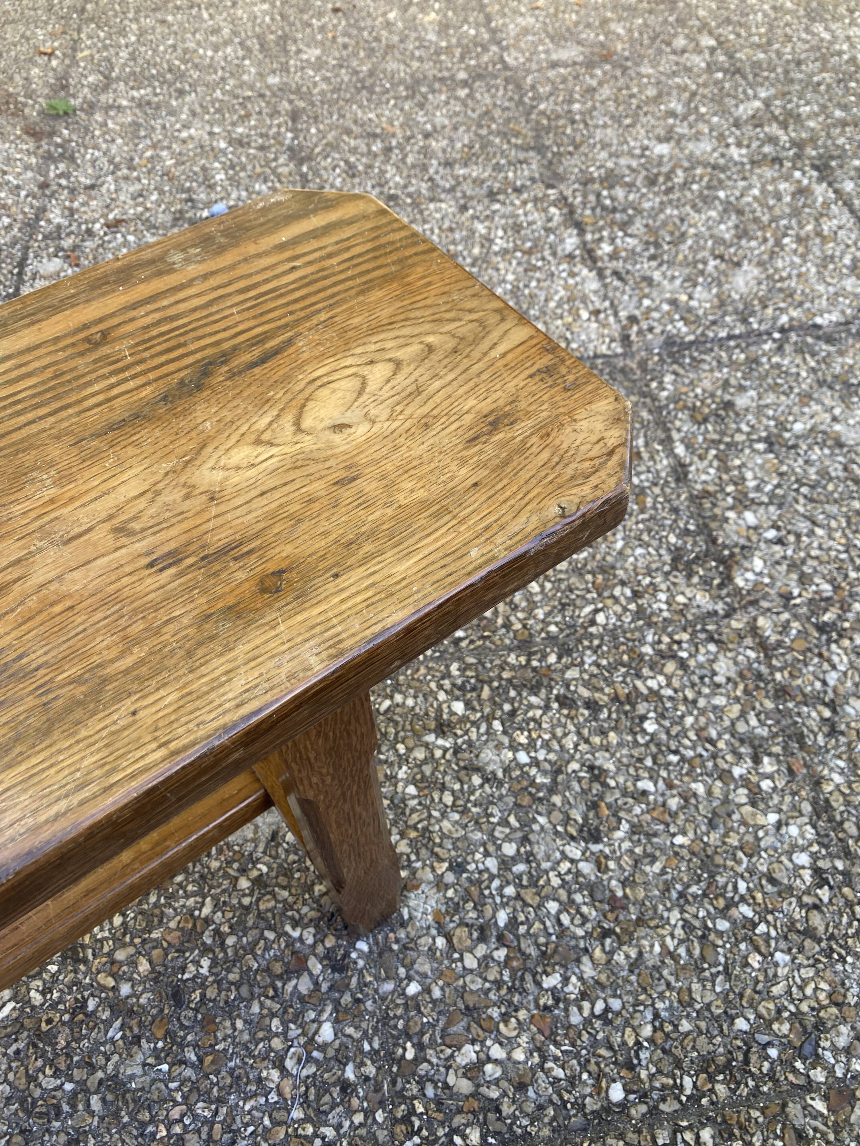 Solid oak farmhouse bench 220cm for rustic farmhouse table 1950