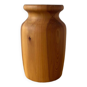 Brutalist pine wood vase
