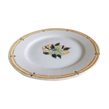 Flat plate old tunis floral porcelain HB French antique