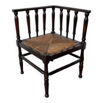 Chaise paillée coin du feu 1900