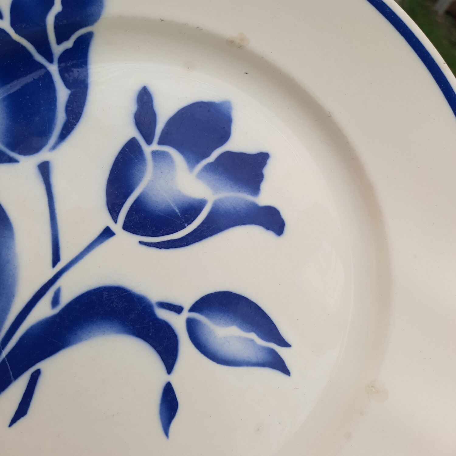 Old flat plates mismatched in earthenware