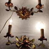 Golden forging sconces. Spain 1940s.