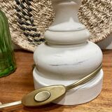 Old lamp foot patinated tinted linen