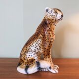 Cheetah sculpture in ceramic