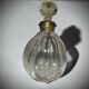 Large antique decanter for spirits – cut glass and silvered neck