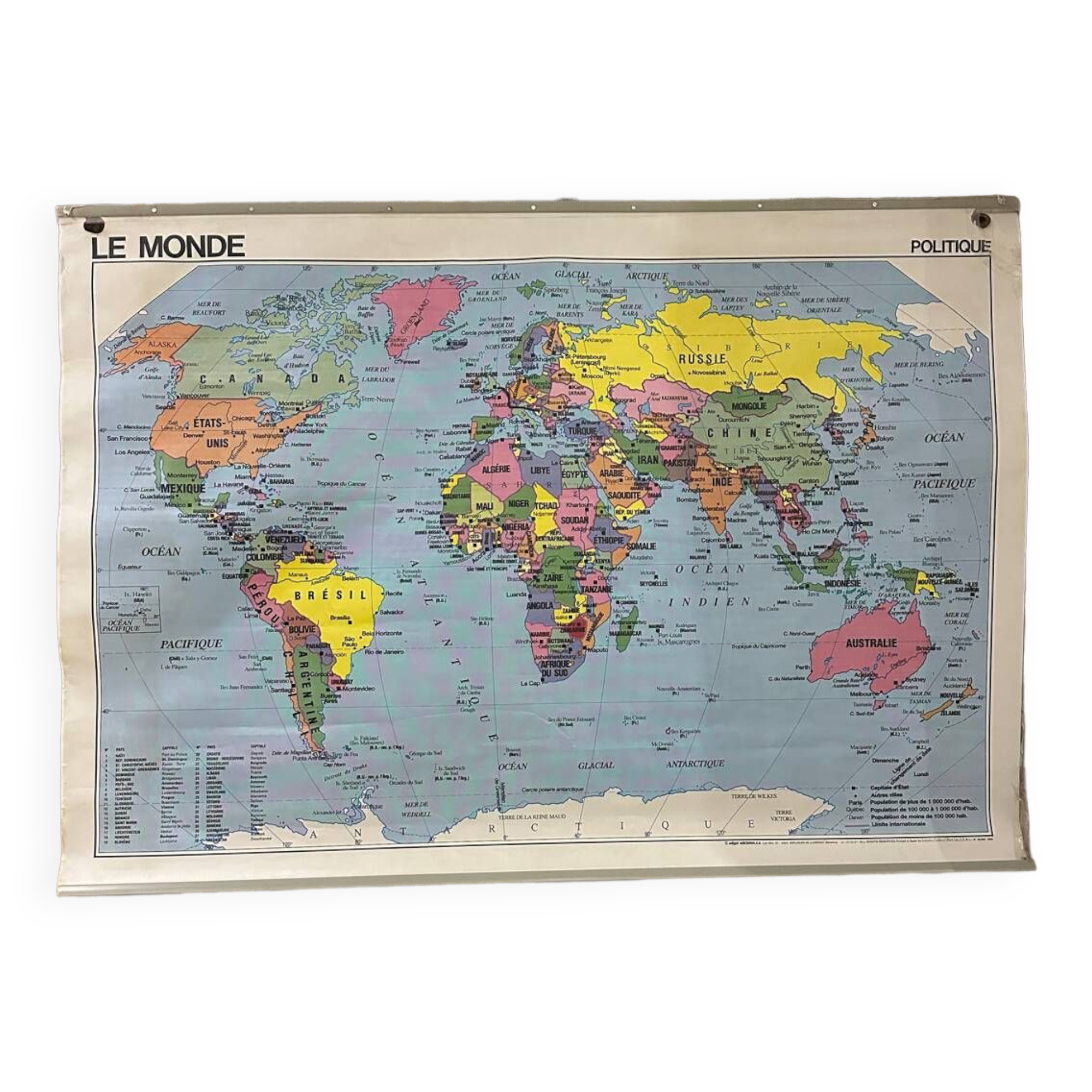 Vintage school map - from the “Political and physical world” - Edition Edigol Ediciones