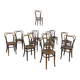 Suite de 12 chaises de bistrot à gaufrage végétal 1920