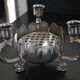 Silver-plated metal flower spike candlestick