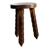 Vintage rustic solid wood tripod stool