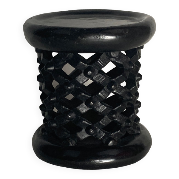Tabouret bas Bamiléké ébonisé africain, Cameroun, années 1970