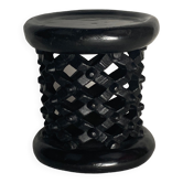 Tabouret bas Bamiléké ébonisé africain, Cameroun, années 1970