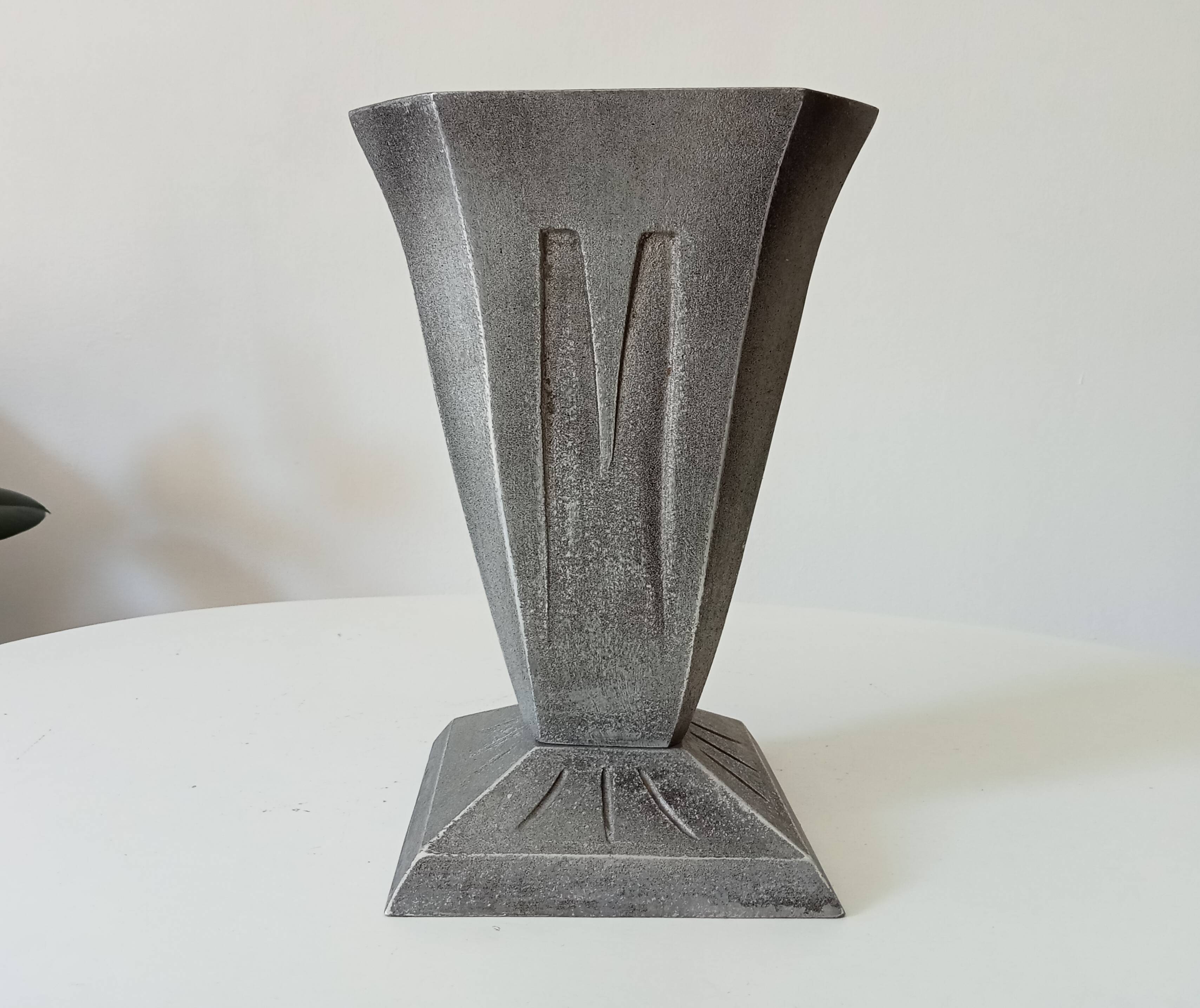 Antique art deco vase in solid aluminum