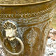Persian Brass Champagne Bucket, Hand Engraved Ram Head Handles
