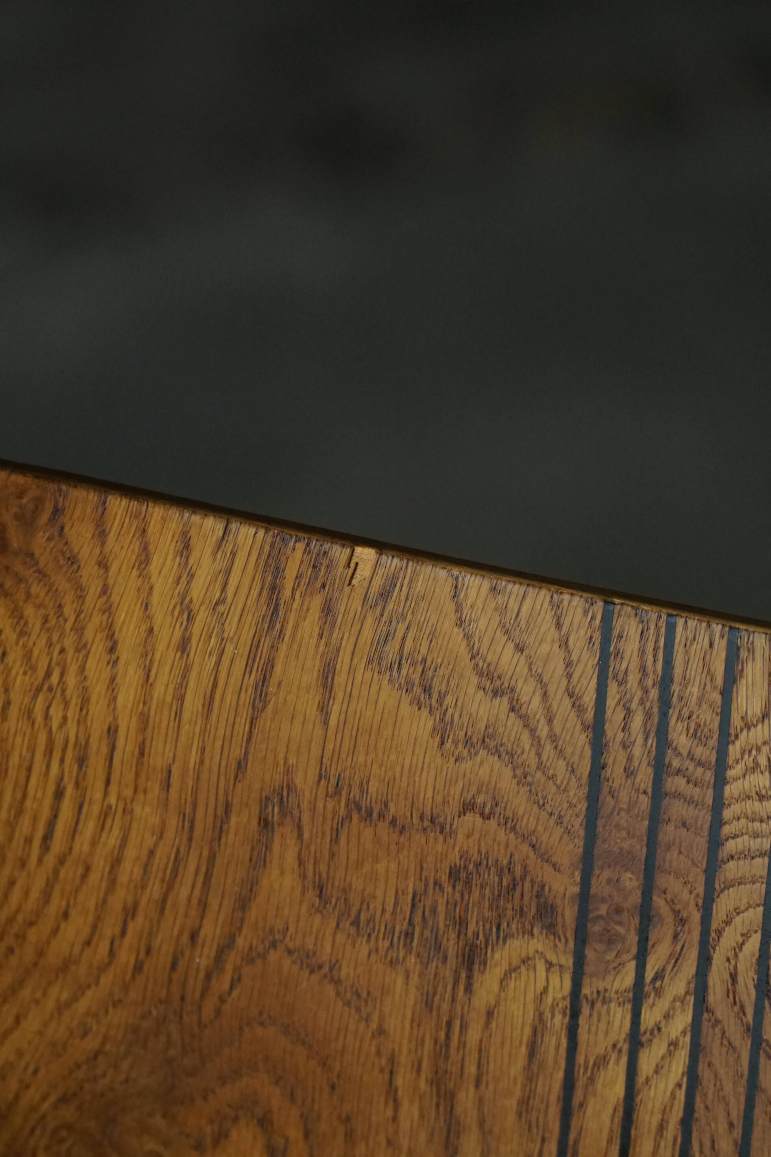 Early 20th century, set of 4 Danish Art Nouveau dining chairs, burl & velvet.