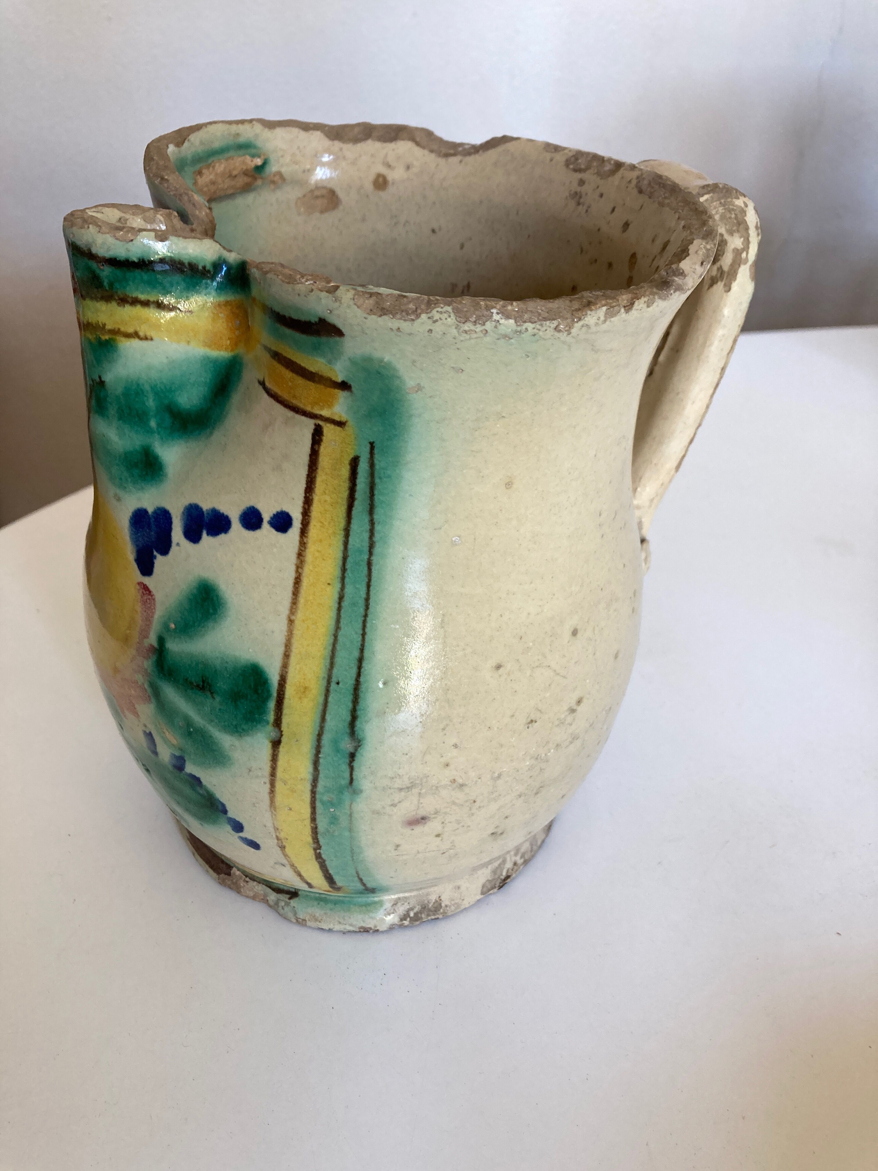 Vase pitcher 18th Italian glazed earth of Vietri Amalfi