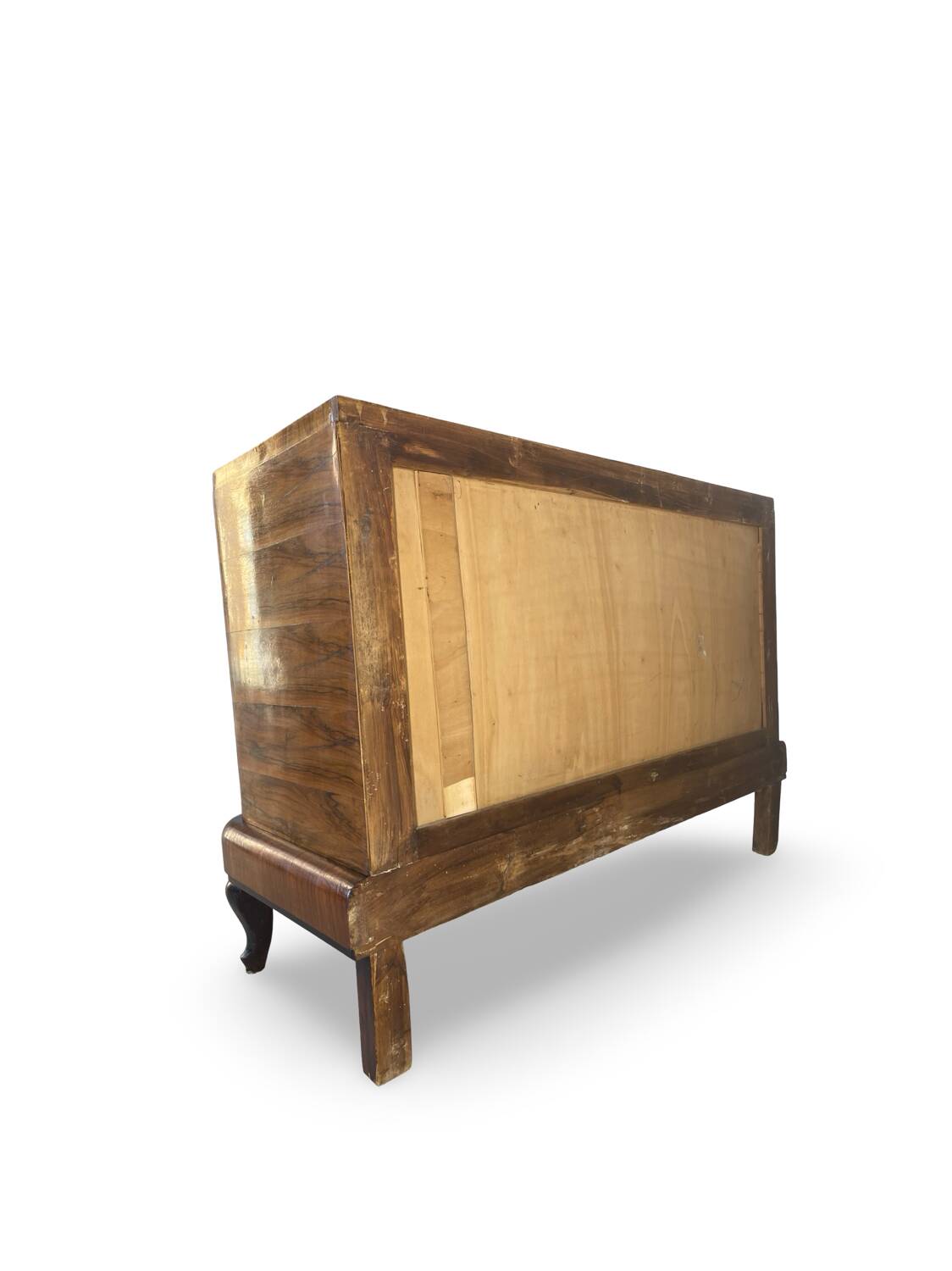 Commode italienne Art déco en ronce de noyer, années 1930