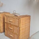 Pair of rattan bedside tables circa the 1970s.