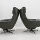 Ensemble de deux fauteuils à bascule pivotants en cuir du milieu du siècle, Peem, Finlande, 1970