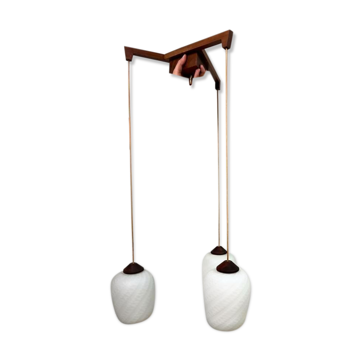 Vintage ceiling lamp with wood accent