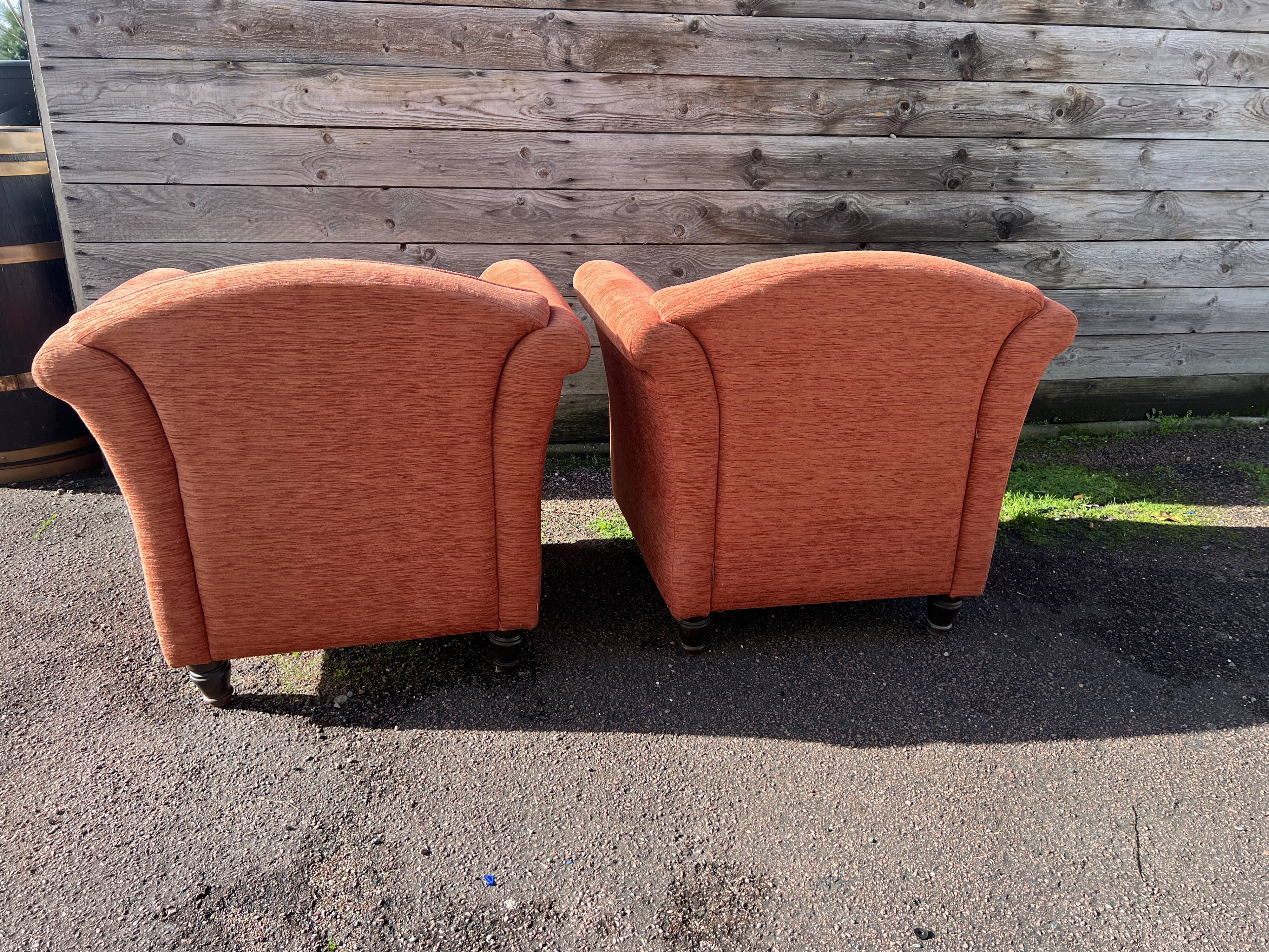 Pair of Art Deco style fabric club armchairs