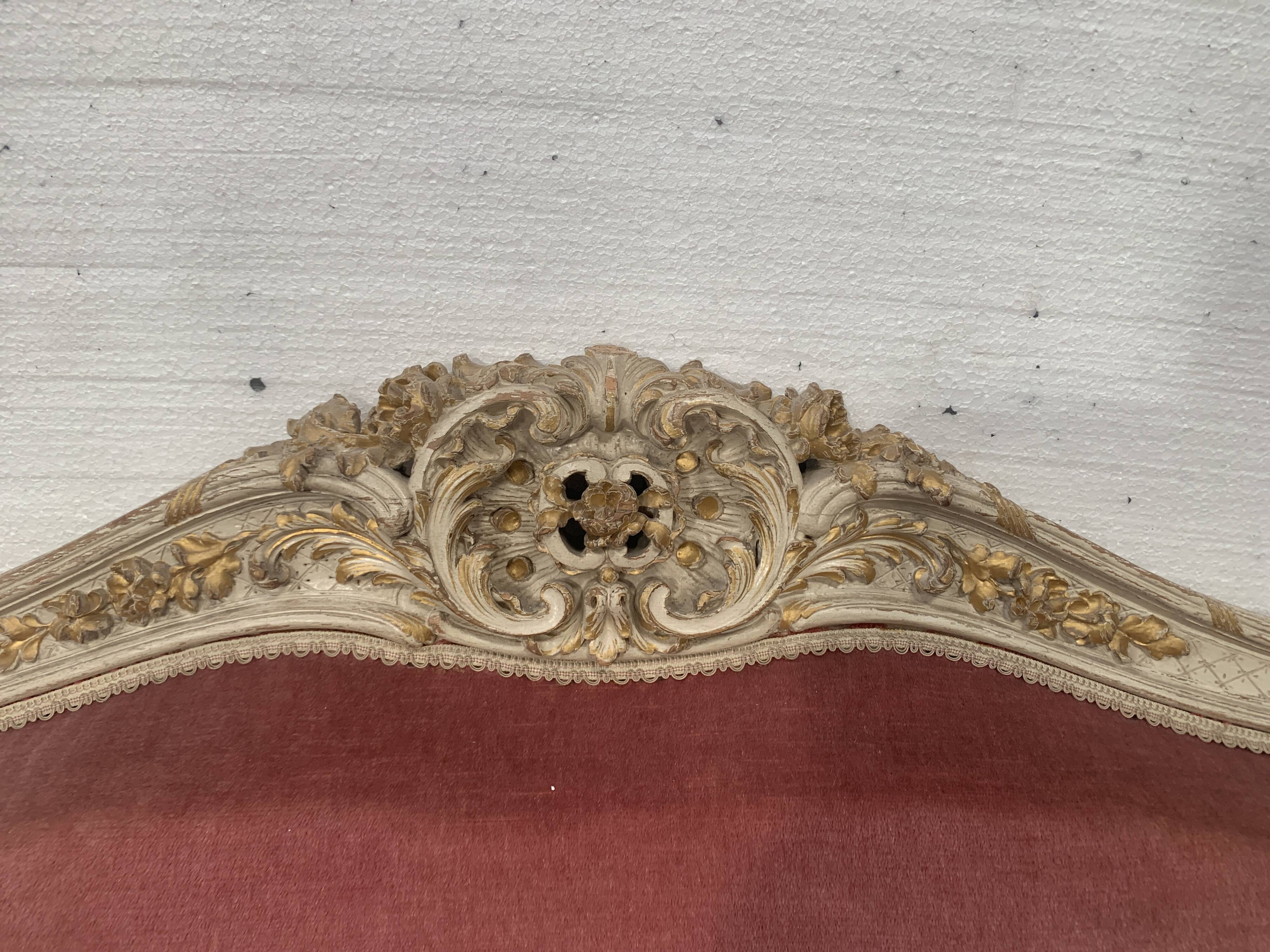 Louis XV style bench in lacquered and gilded beech, 20th century