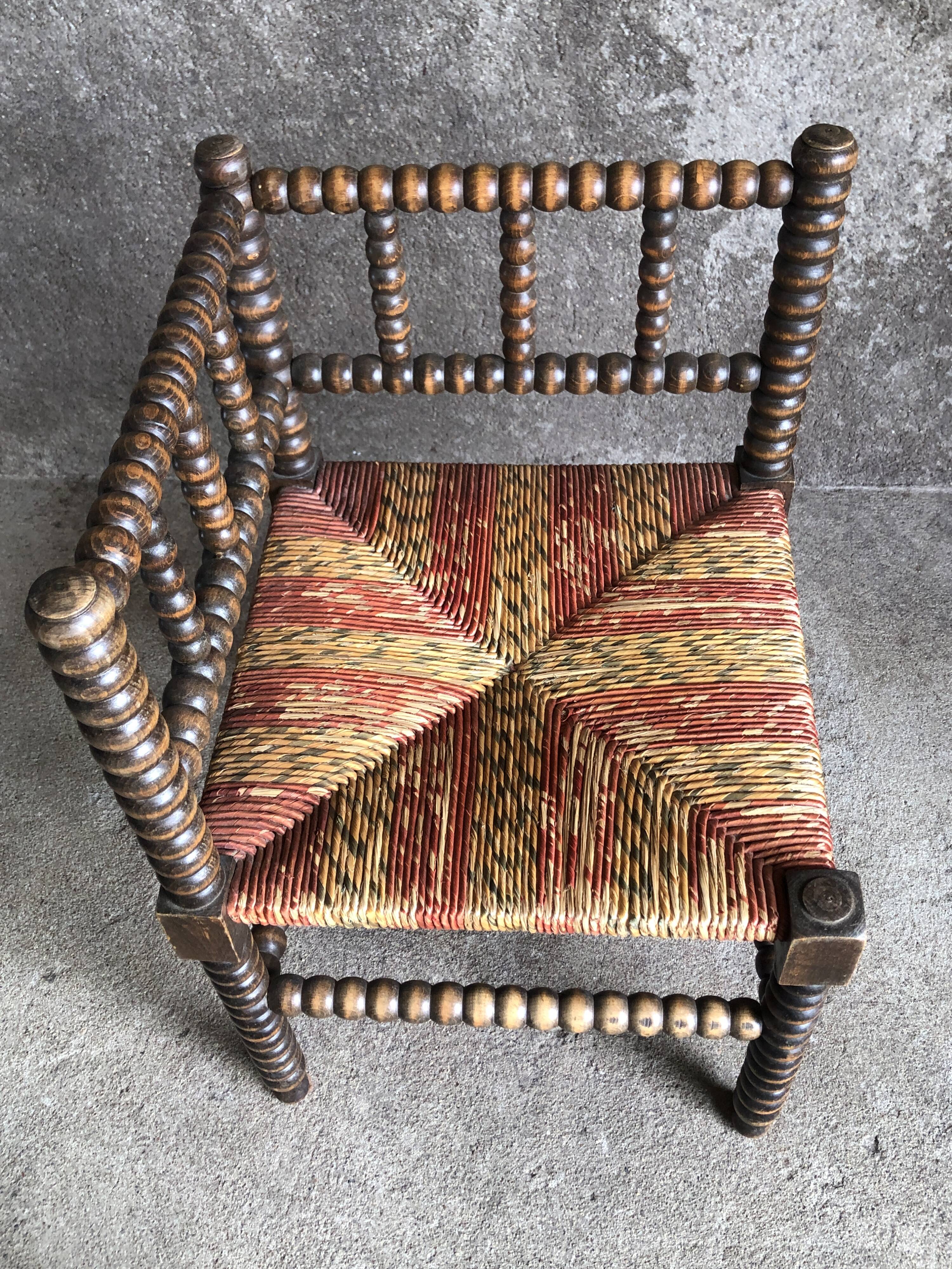 Turned wood corner chair