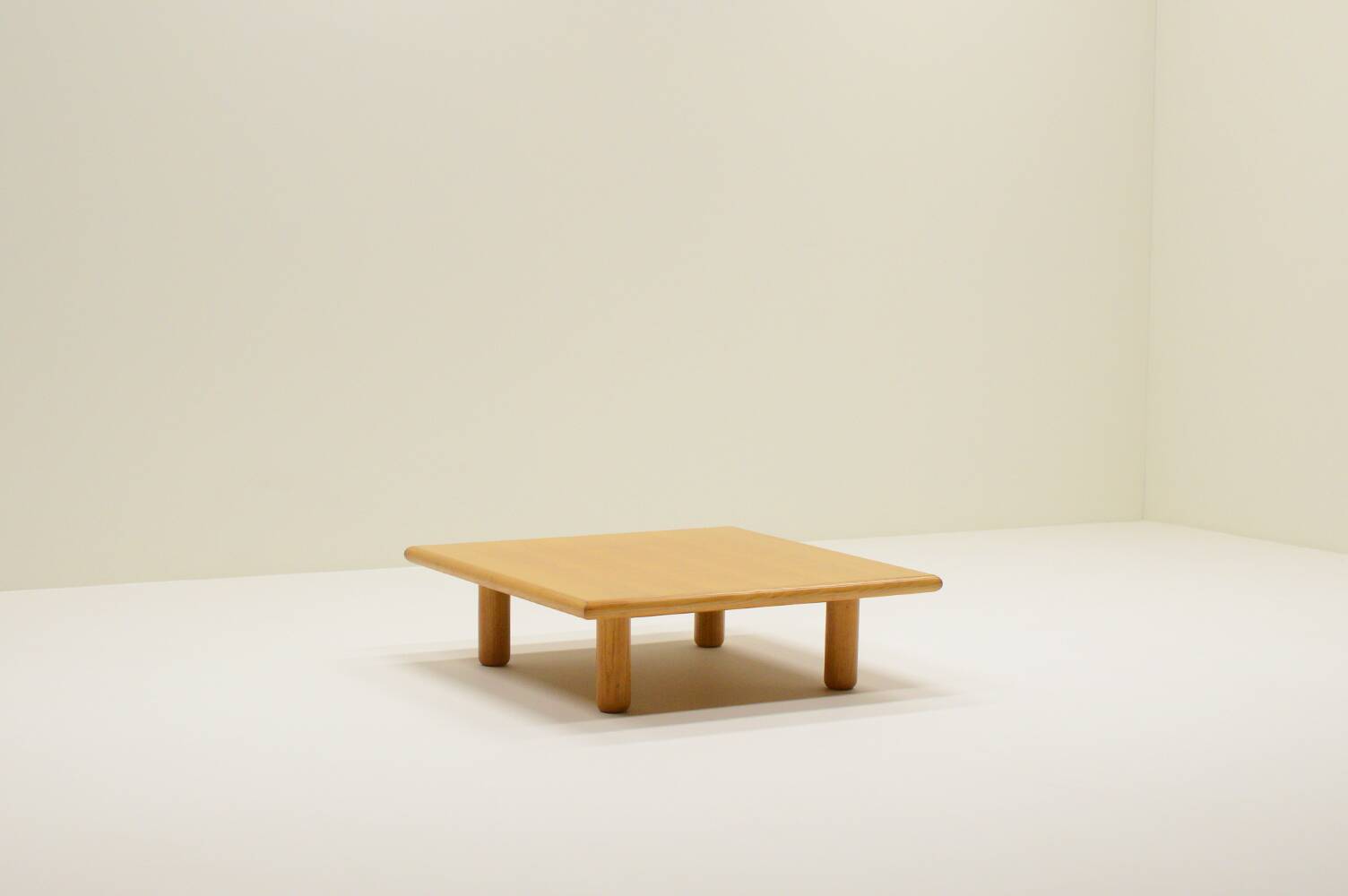 Square minimalist Ash wood coffee table, 1980s europe.