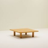 Square minimalist Ash wood coffee table, 1980s europe.