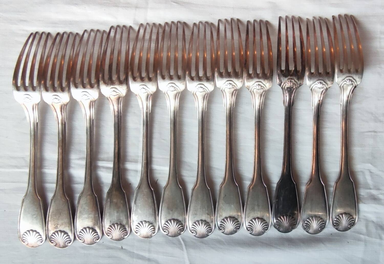 Old Christofle 57-piece shell model cutlery set