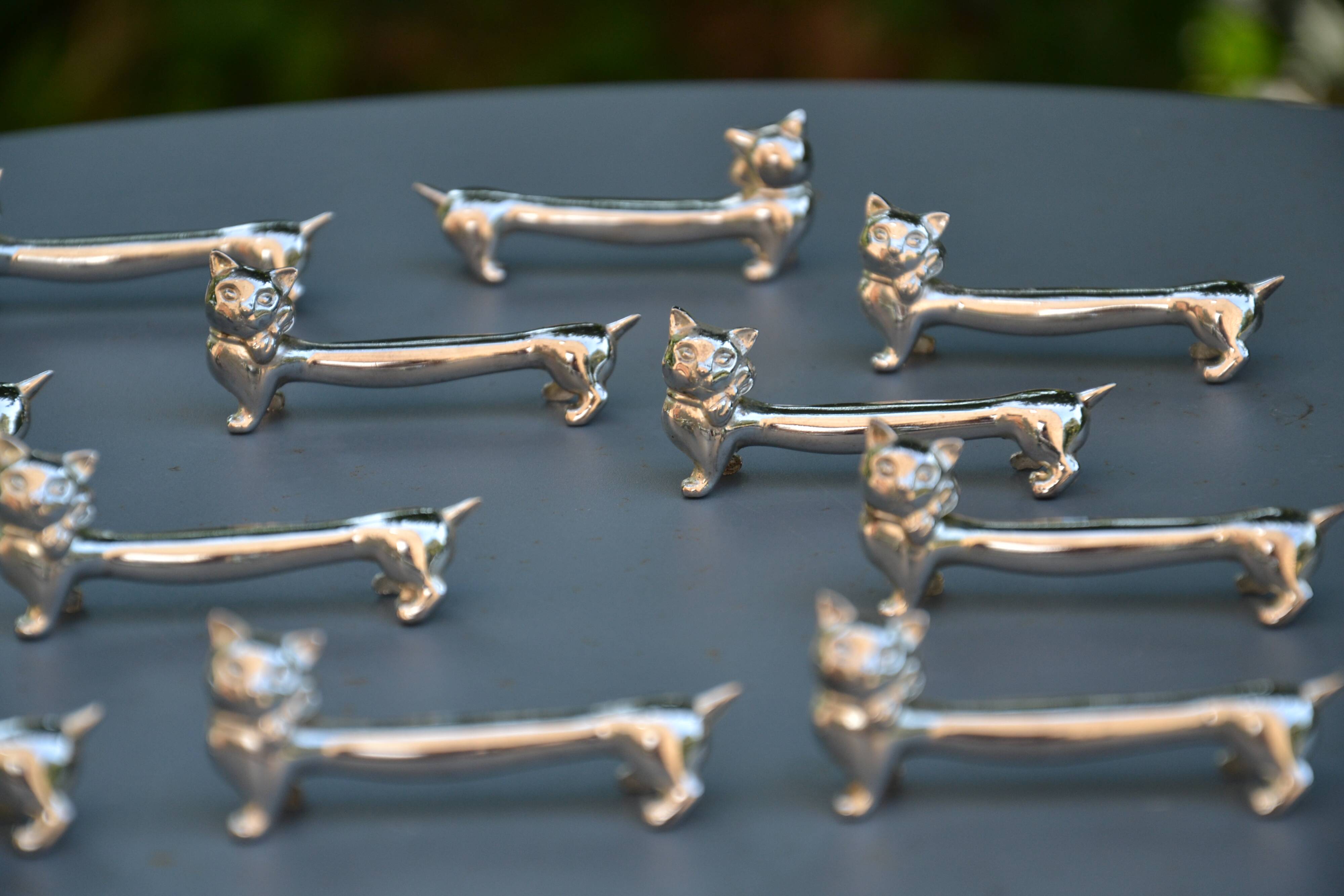 18 porte-couteaux animaux métal argenté