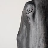 Wabi-Sabi black ebonised wood stool with butterfly joints