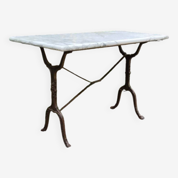 Belle table bistrot ancienne avec plateau marbre