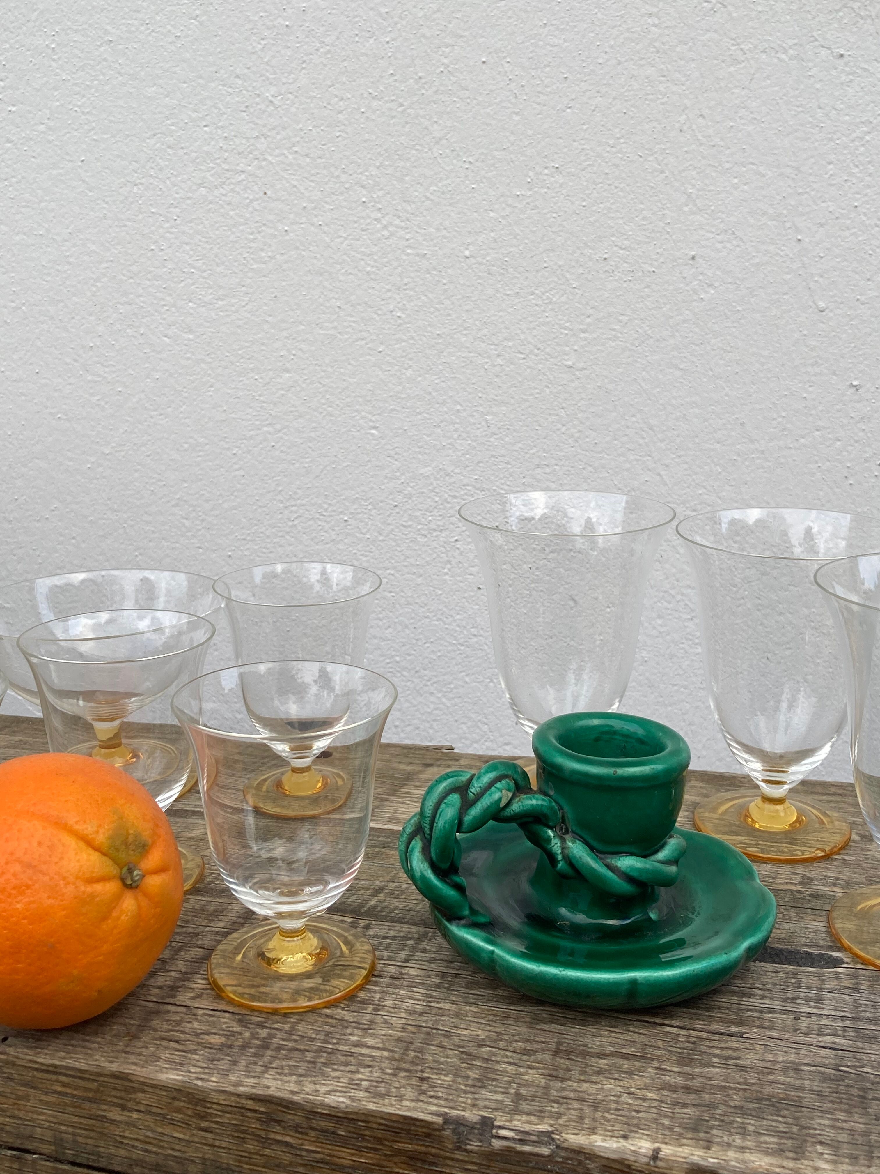 Vallauris candle holder in vintage green ceramic 1970