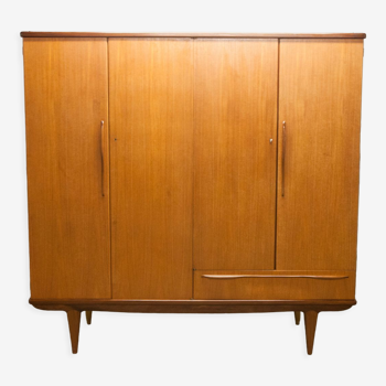 Scandinavian wardrobe 1960 teak 4 doors, 3 drawers, 2keys