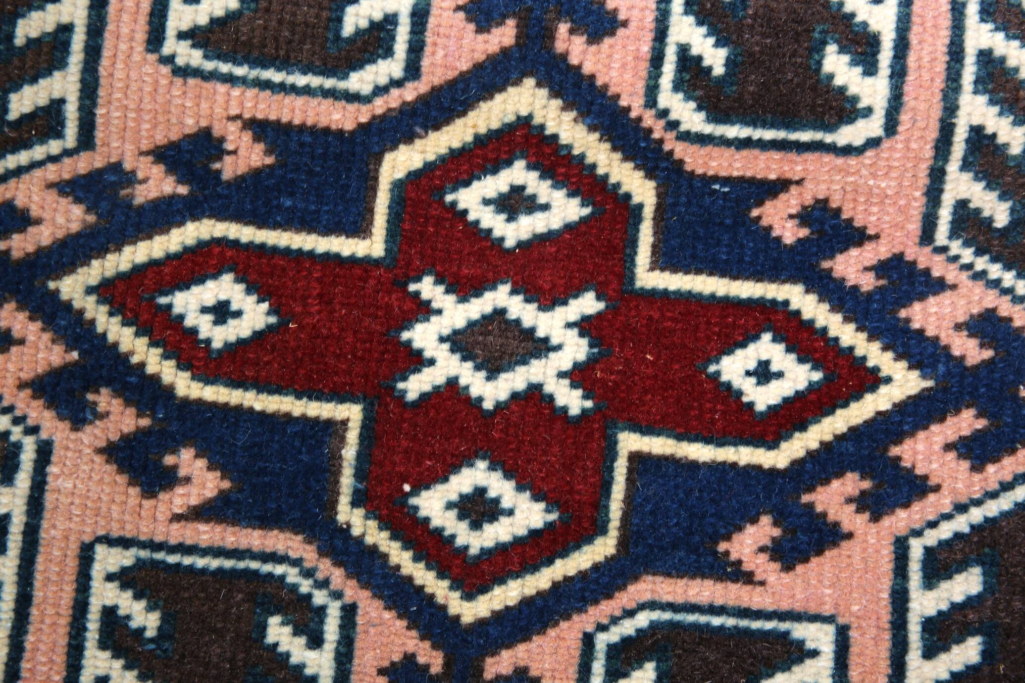 Pink & Blue Long Turkish Vintage Runner Rug, 80x398Cm