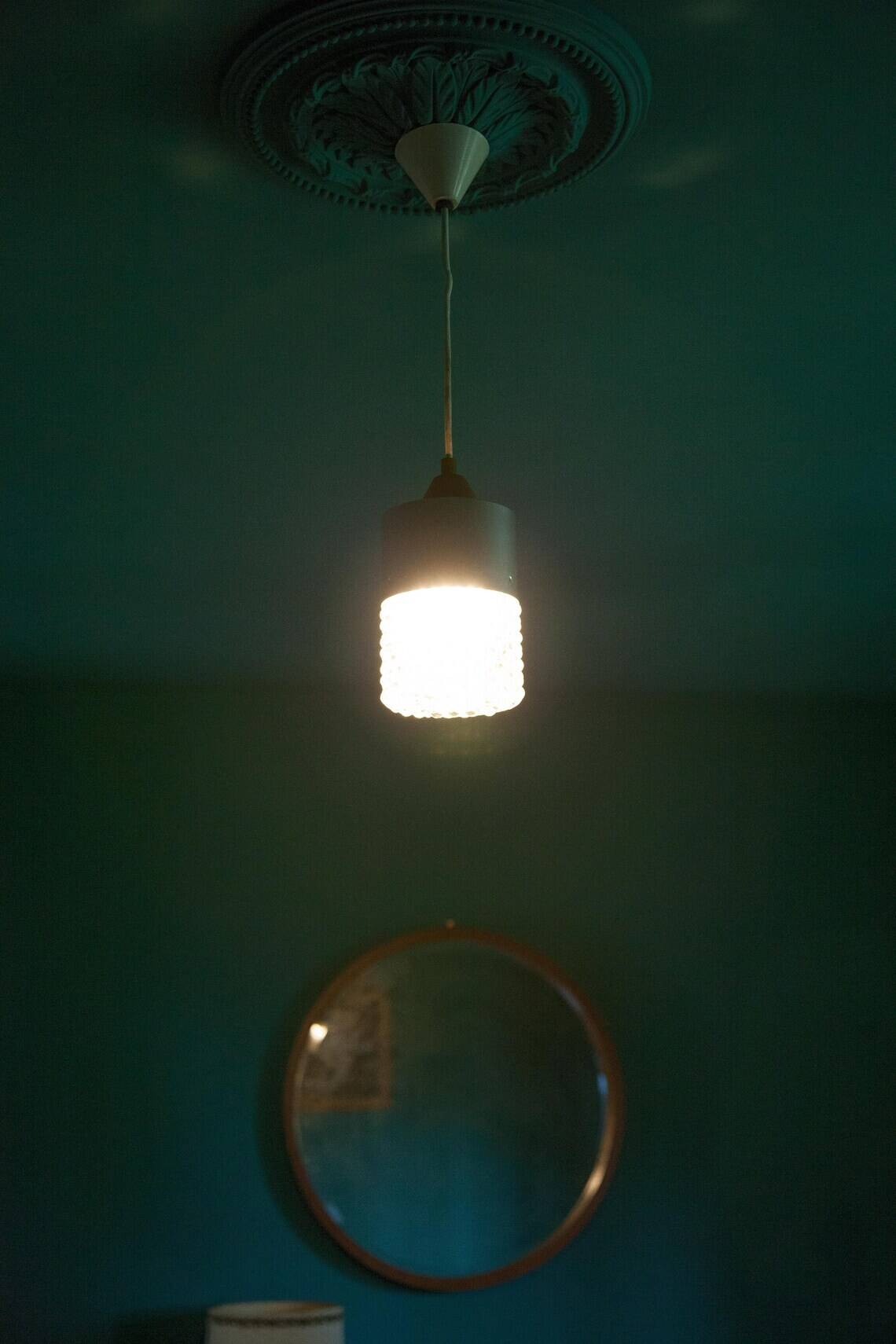 Vintage pendant light, glass and metal pendant light, ceiling lamp, interior decoration